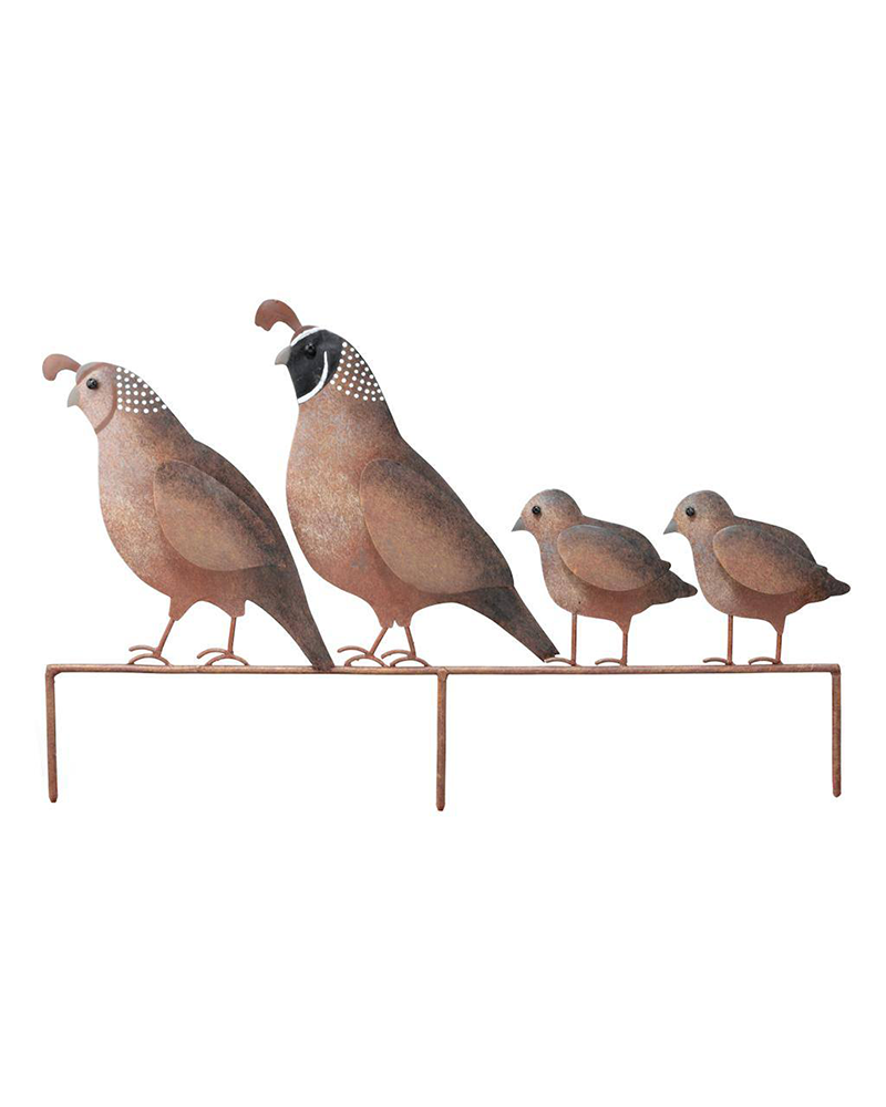 Quail Family Metal Yard Art 10"