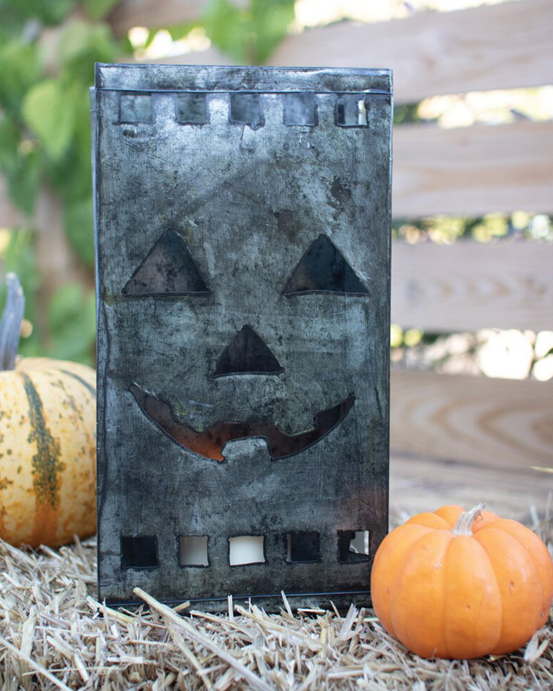 Jack-O-Lantern Tin Bag Luminary 13.5"