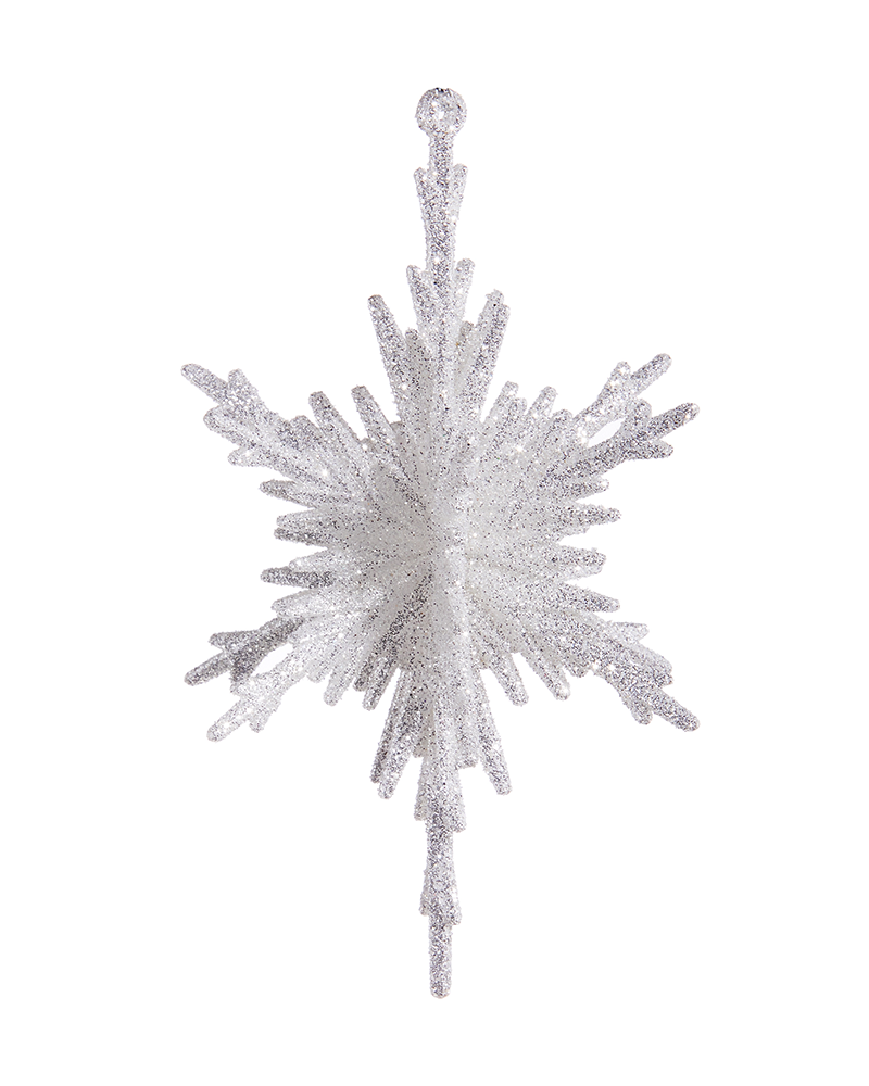 Glitter Silver Snowflake Ornament 5.5"