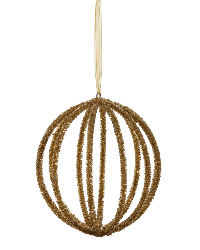 Antique Gold Beaded Ball 5"