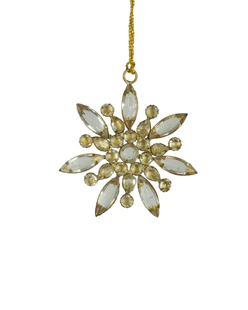 Jeweled Gold Snowflake Ornament 3.25"