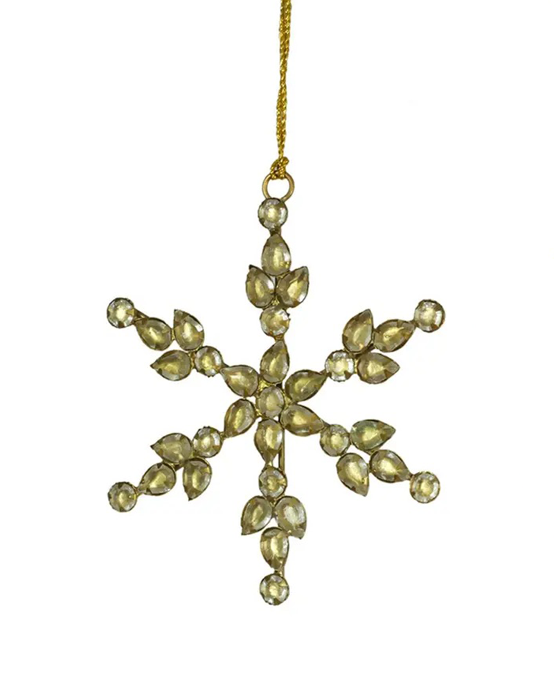 Jeweled Gold Snowflake Ornament 5"