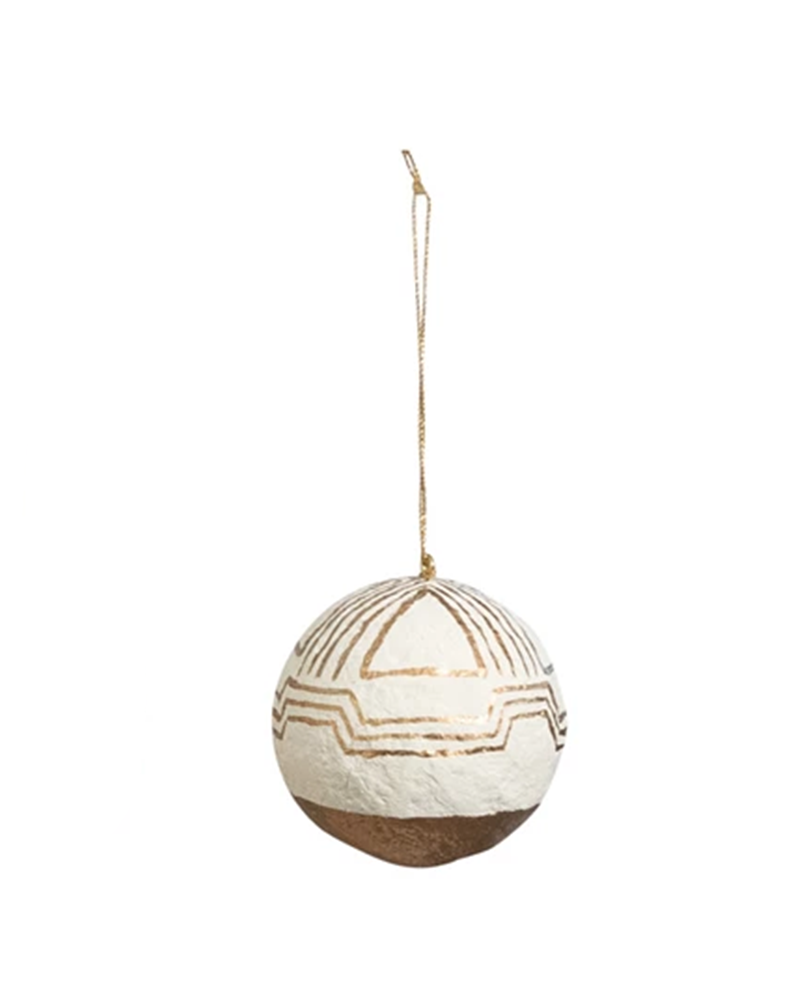 Hand-Painted Paper Mache Ball Ornament 3"