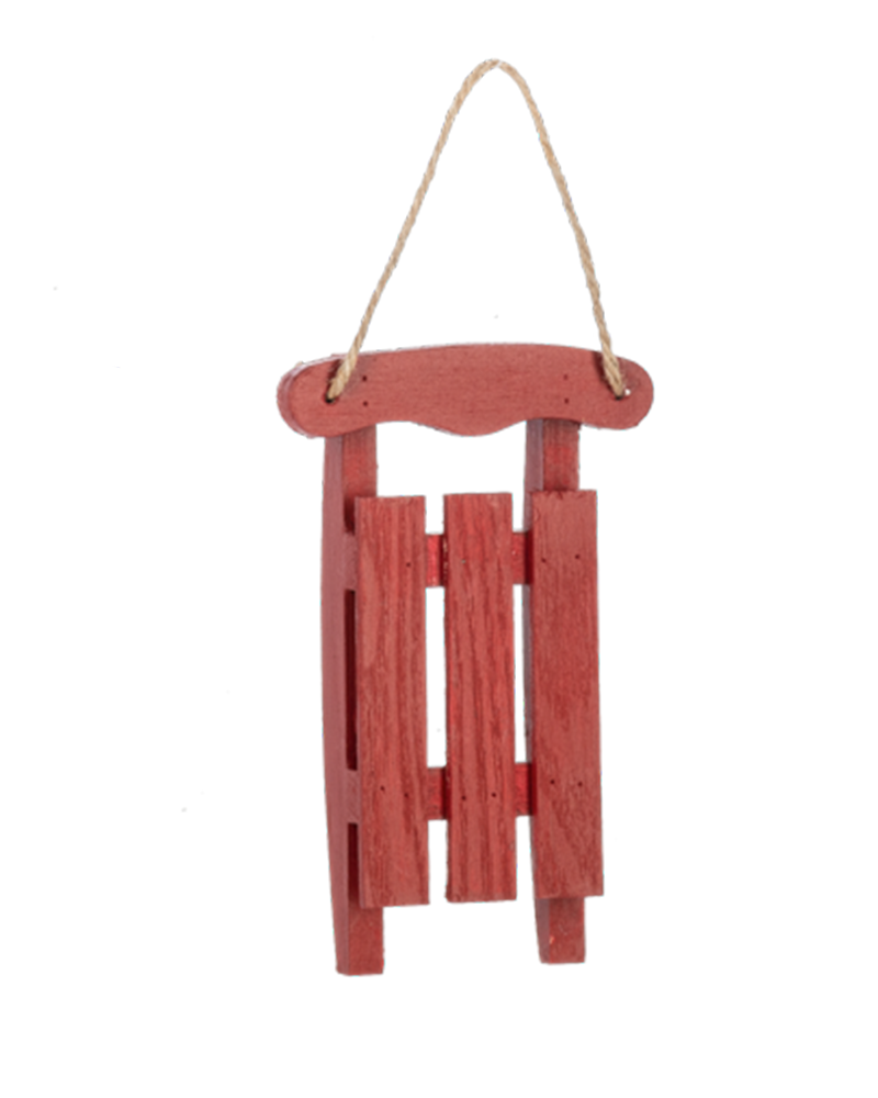 Wood Sled Ornament 5"