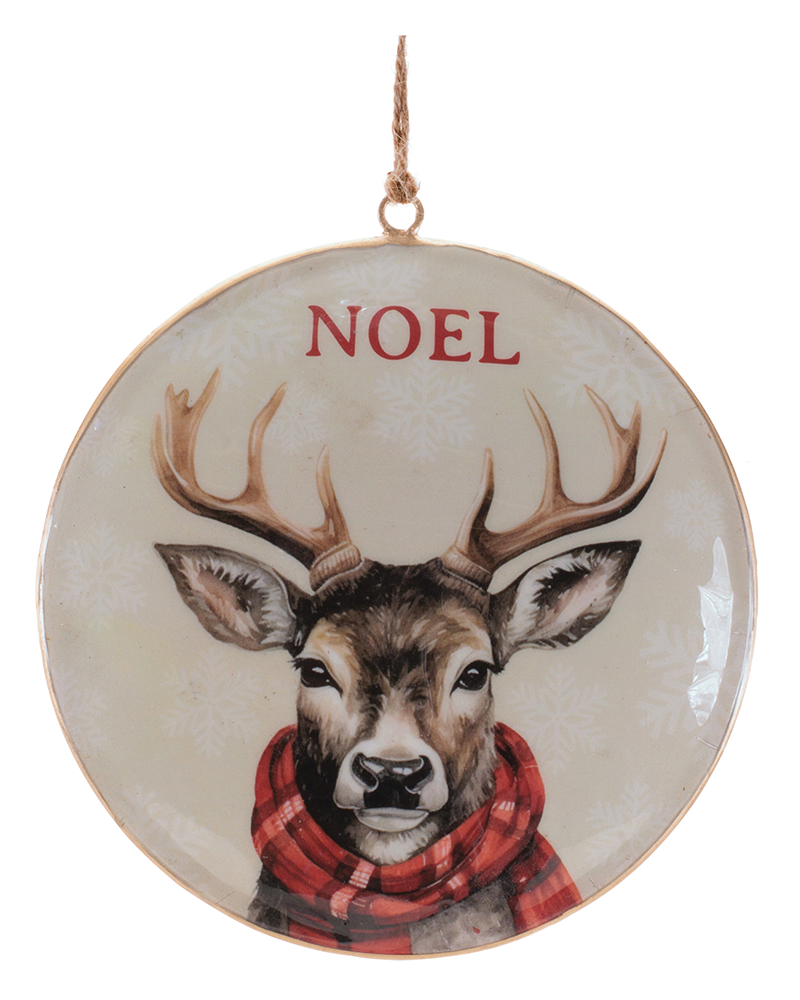 Iron Deer Disc Ornament 5.5"