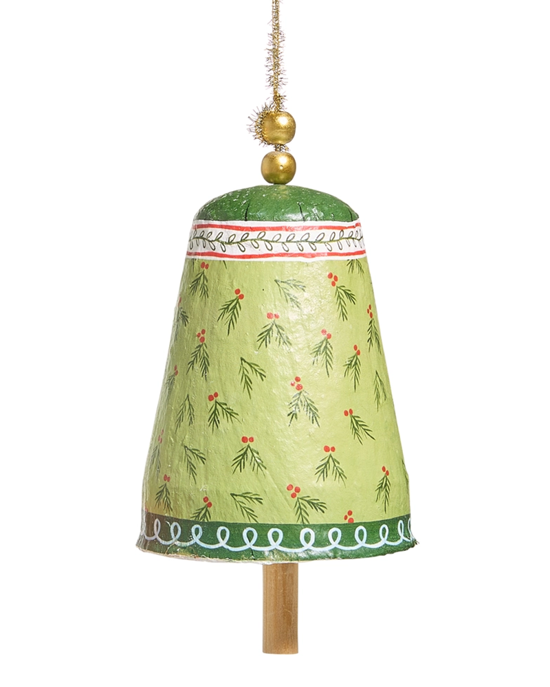 Paper Mache Bell Ornament 10"