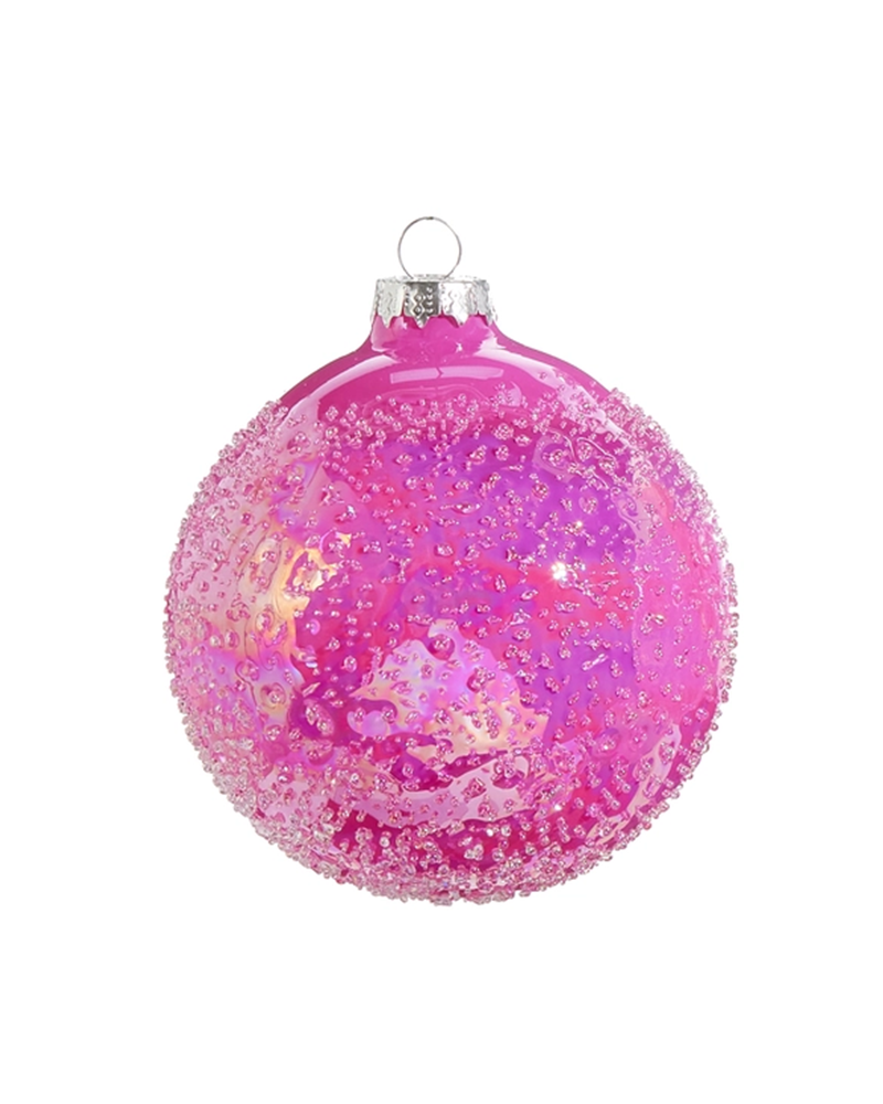 Pink Glitter Ball Ornament 4"