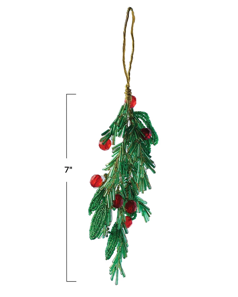 Glass Bead Mistletoe Ornament 7"