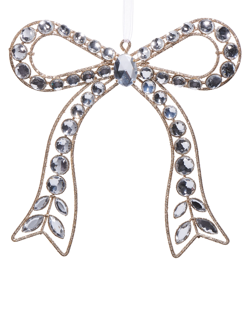 Clear Jeweled Bow Ornament 7.25"