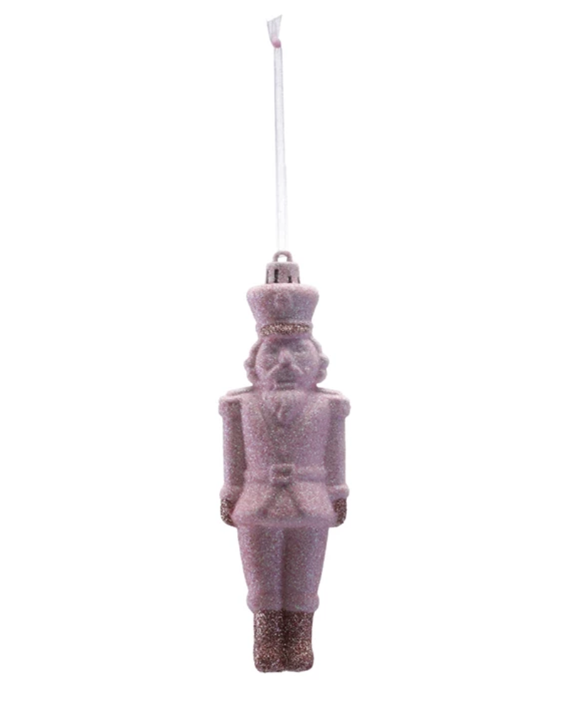 Pink Glitter Soldier Ornament 6"