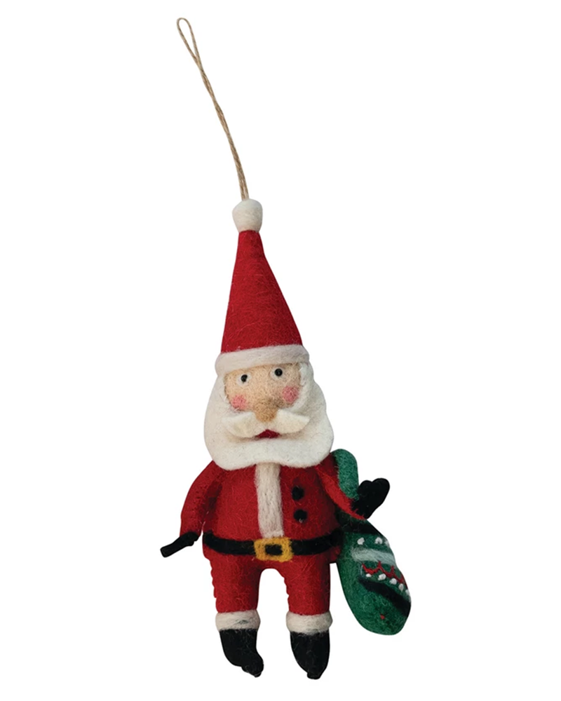 Wool Felt Santa Ornament 8"