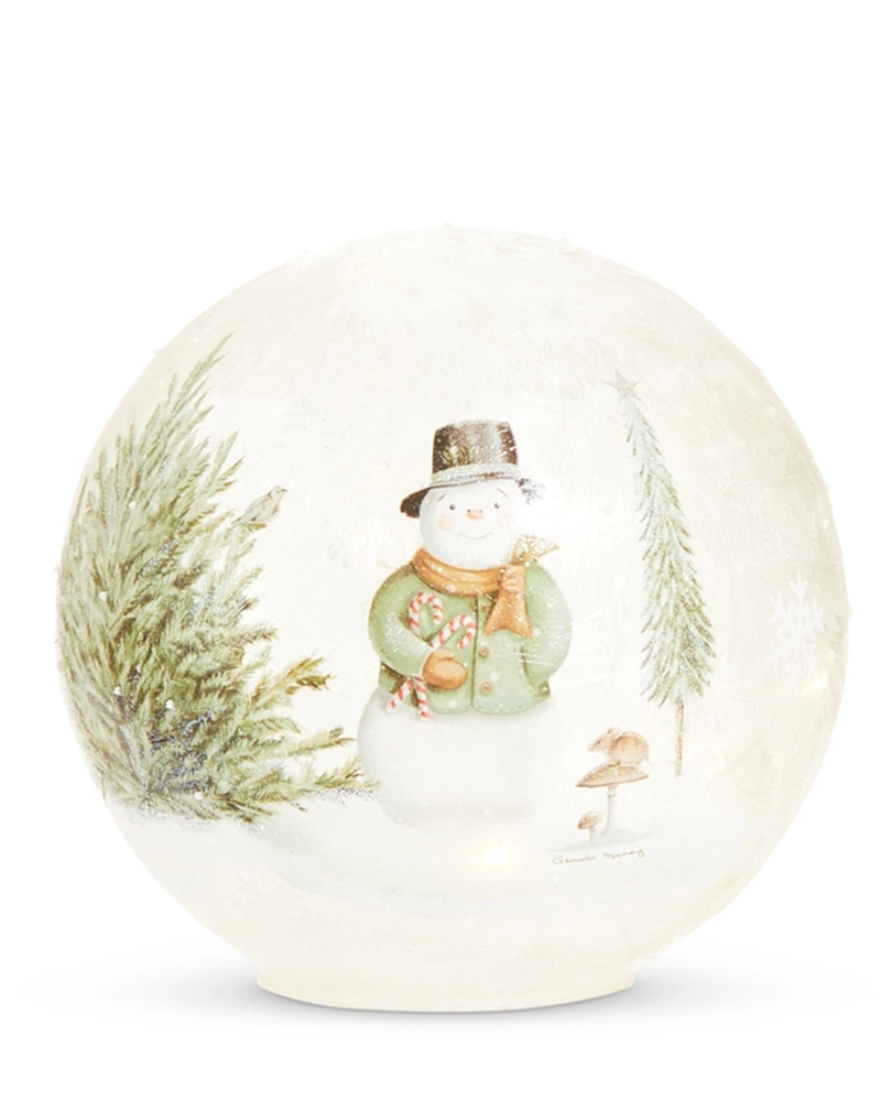 Woodland Snowman Lighted Sphere 6"
