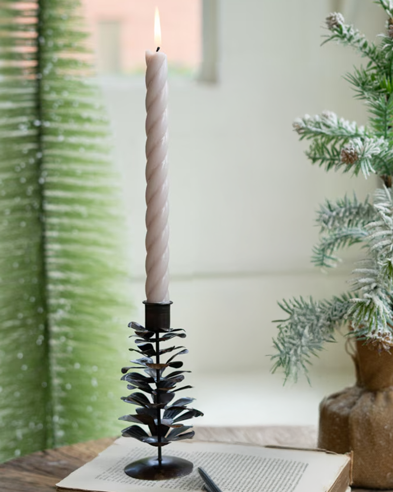 Candle Holder Metal Pine Cone 6"