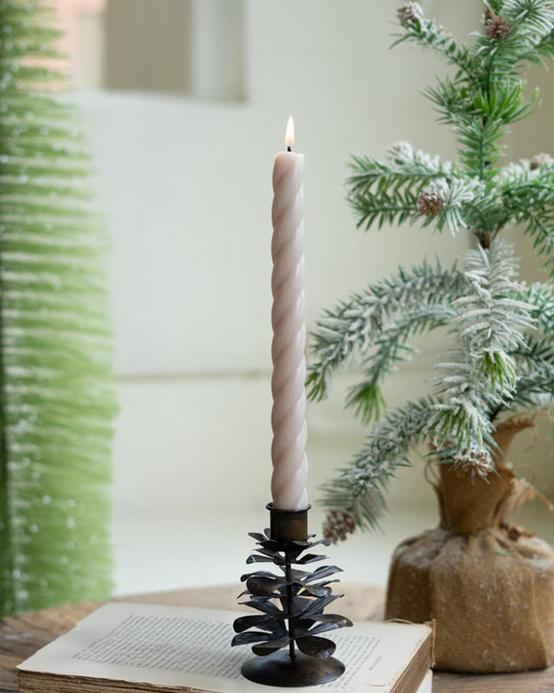 Candle Holder Metal Pine Cone 4"