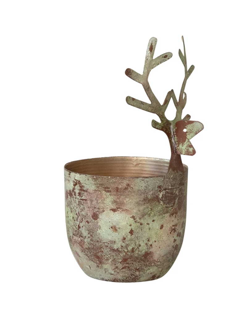 Metal Deer Votive Holder 7"