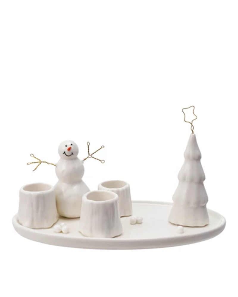 Snowman Taper Candle Holder 7.5"L