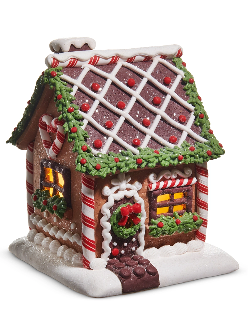 Chocolate Gingerbread House Lighted 7"