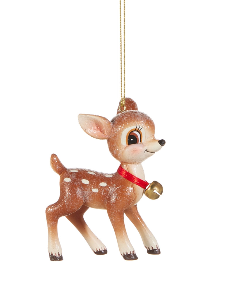 Cutesy Deer with Bell Ornament 3.25"