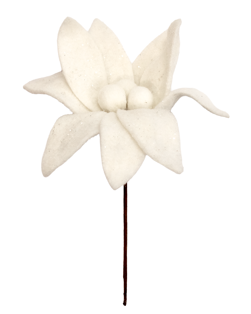 White Poinsettia Pick