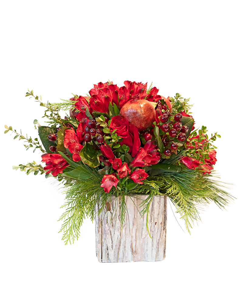 Pomegranate Pine Floral Arrangement from $70-$110
