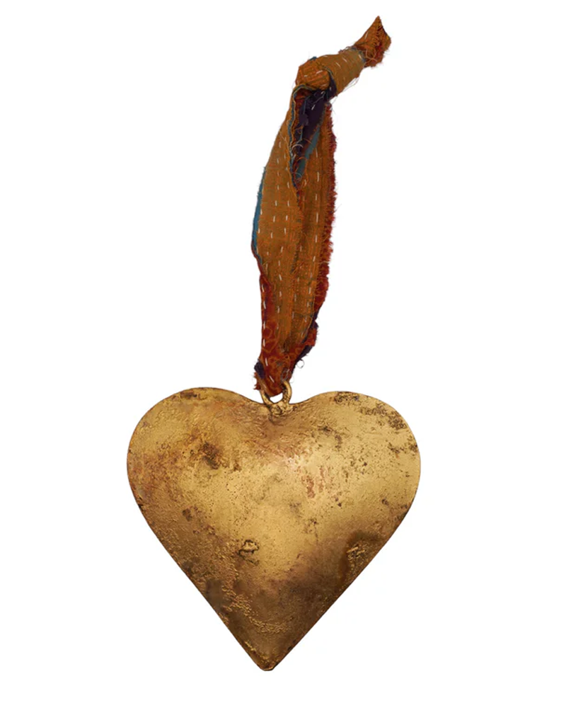 Heart with Brass Finish and Kantha Hanger