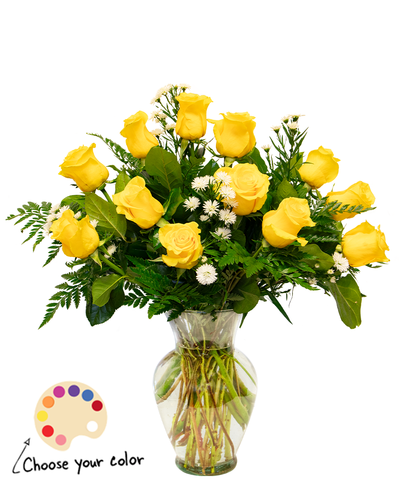 Dozen Roses 'Choose Color' Floral Arrangement from $100-$150