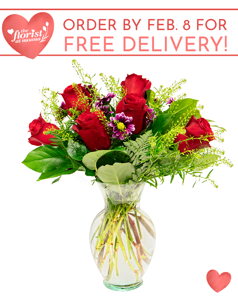 Love is in the Air Half Dozen Red Roses Floral Arrangement from $65-$100