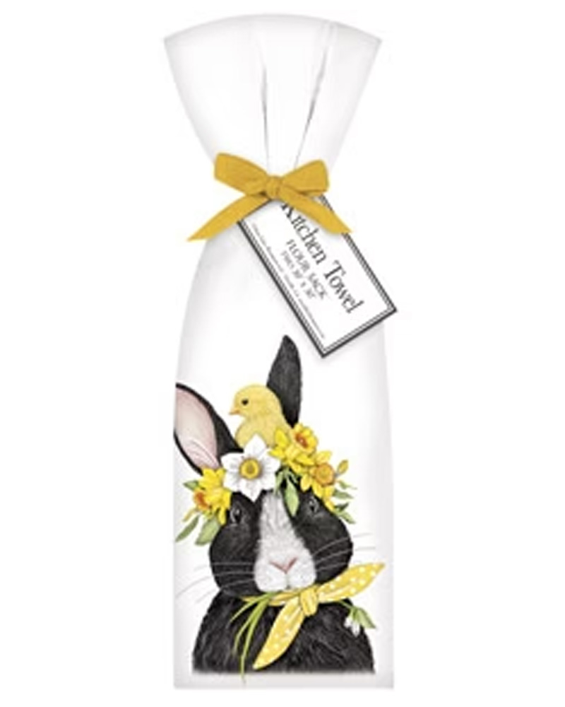 Towel Black Rabbit with Flower Crown
