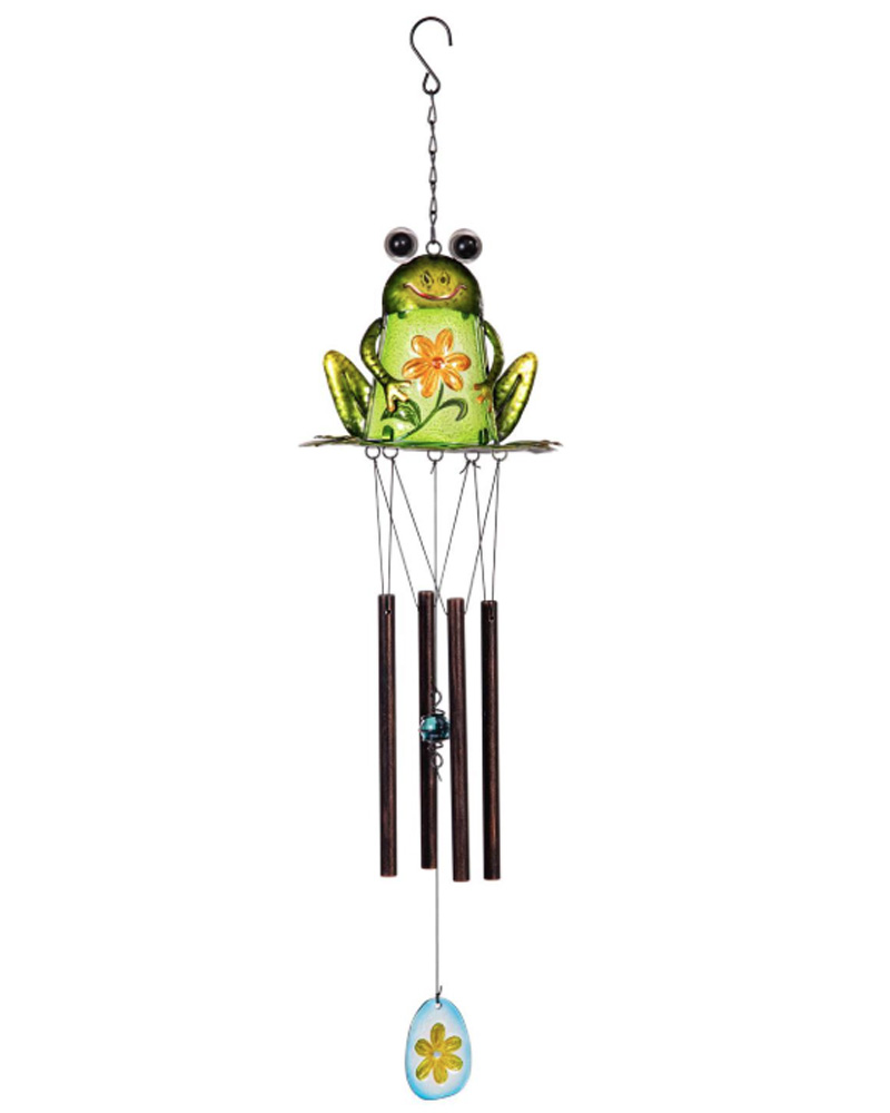 Windchime Frog with Flower 30"