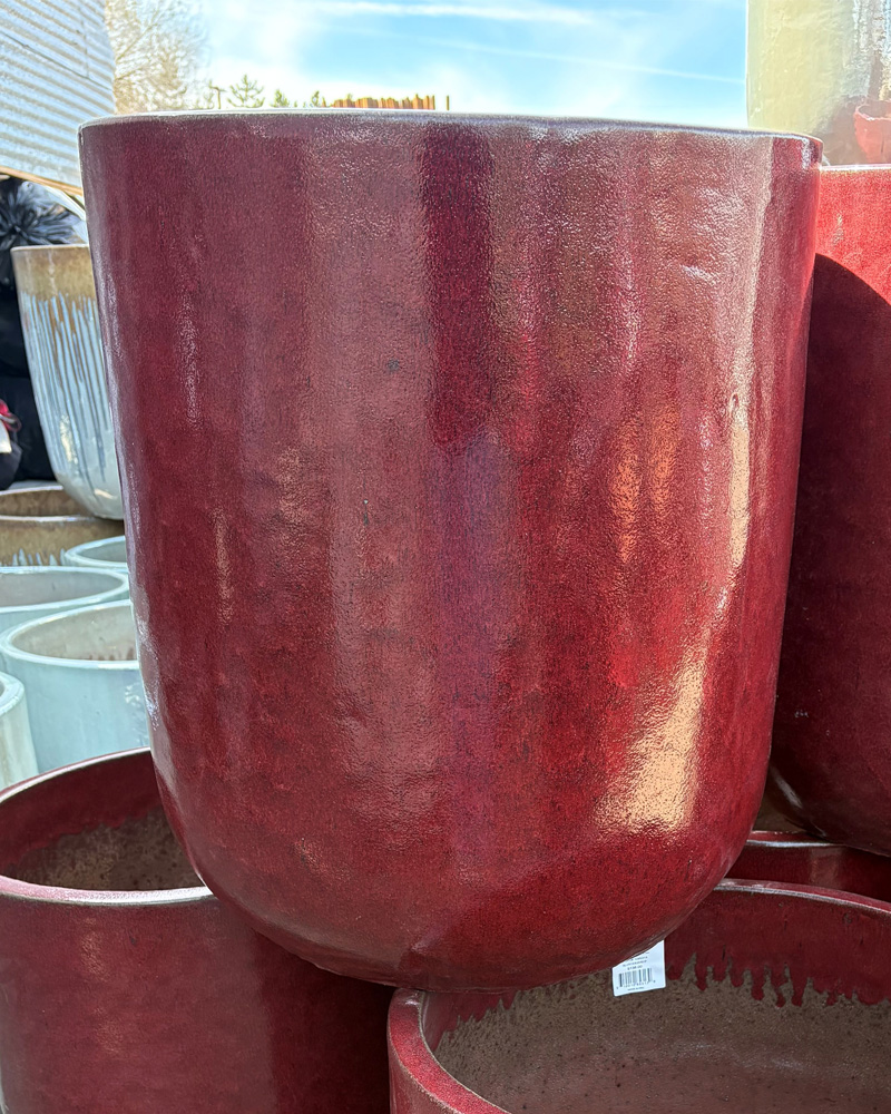 Tall U Pot Ox Blood Red 20"