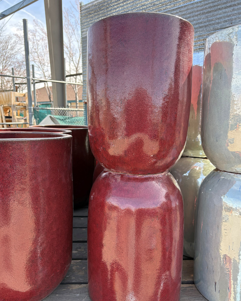 Tall U Pot Ox Blood Red 12"