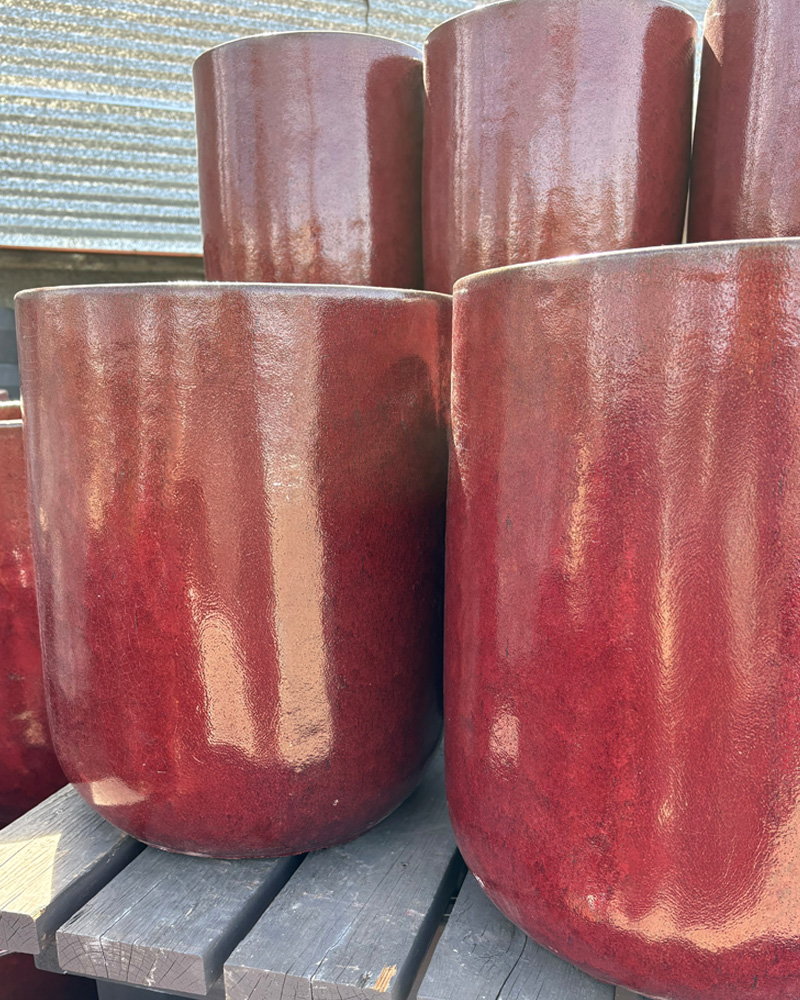 Tall U Pot Ox Blood Red 16"