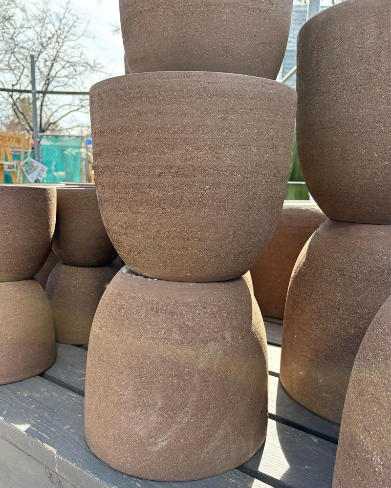 Large Wide Round Pot Dark Clay 12"