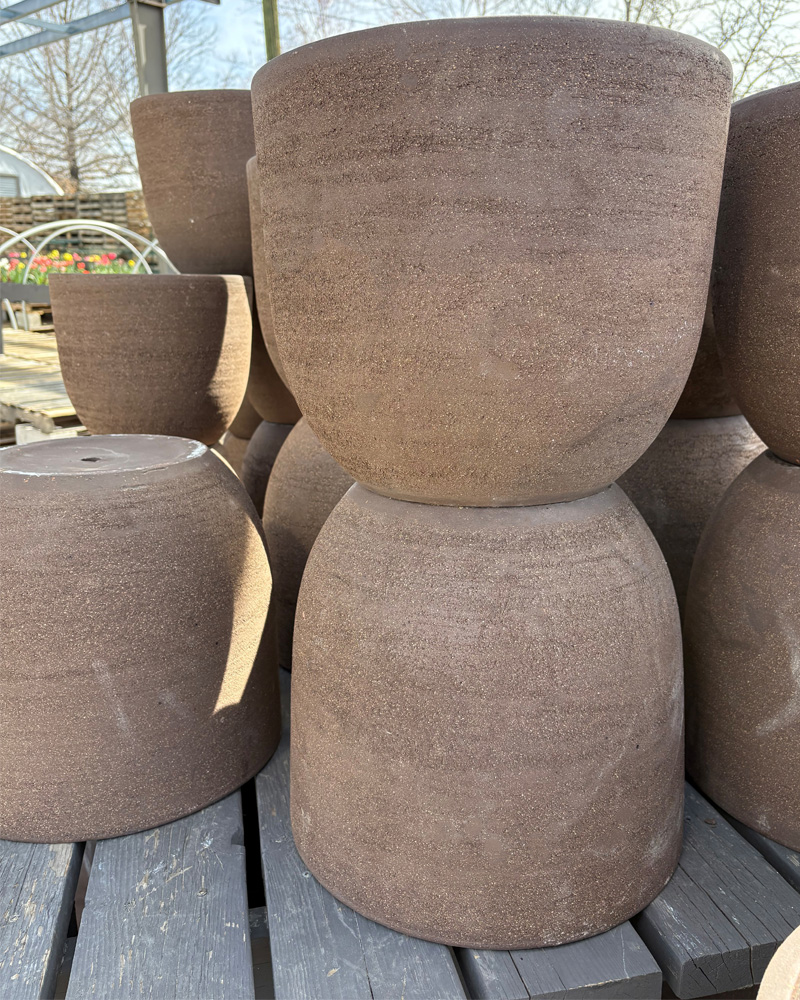 Large Wide Round Pot Dark Clay 15"