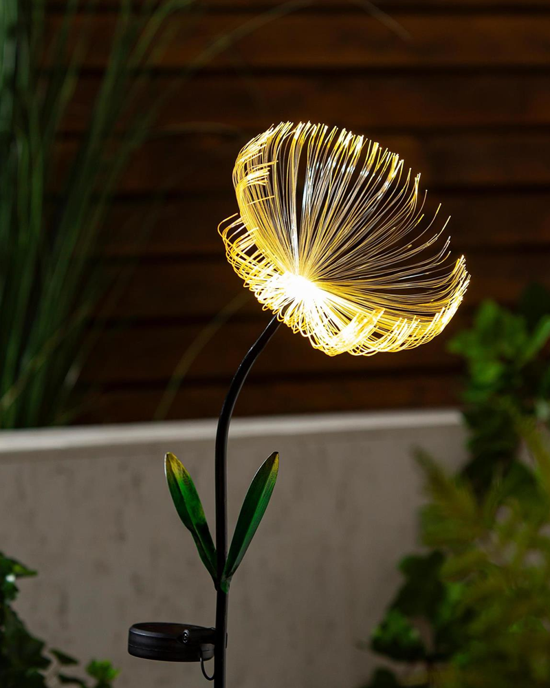 Solar Stake Fiber Optic Flower 24\"