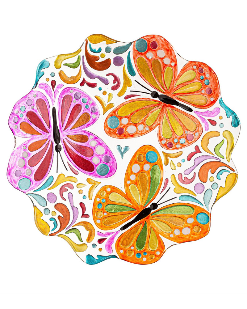 Bird Bath Glass Butterfly 18"