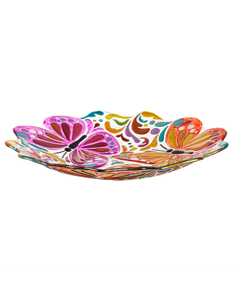 Bird Bath Glass Butterfly 18\"