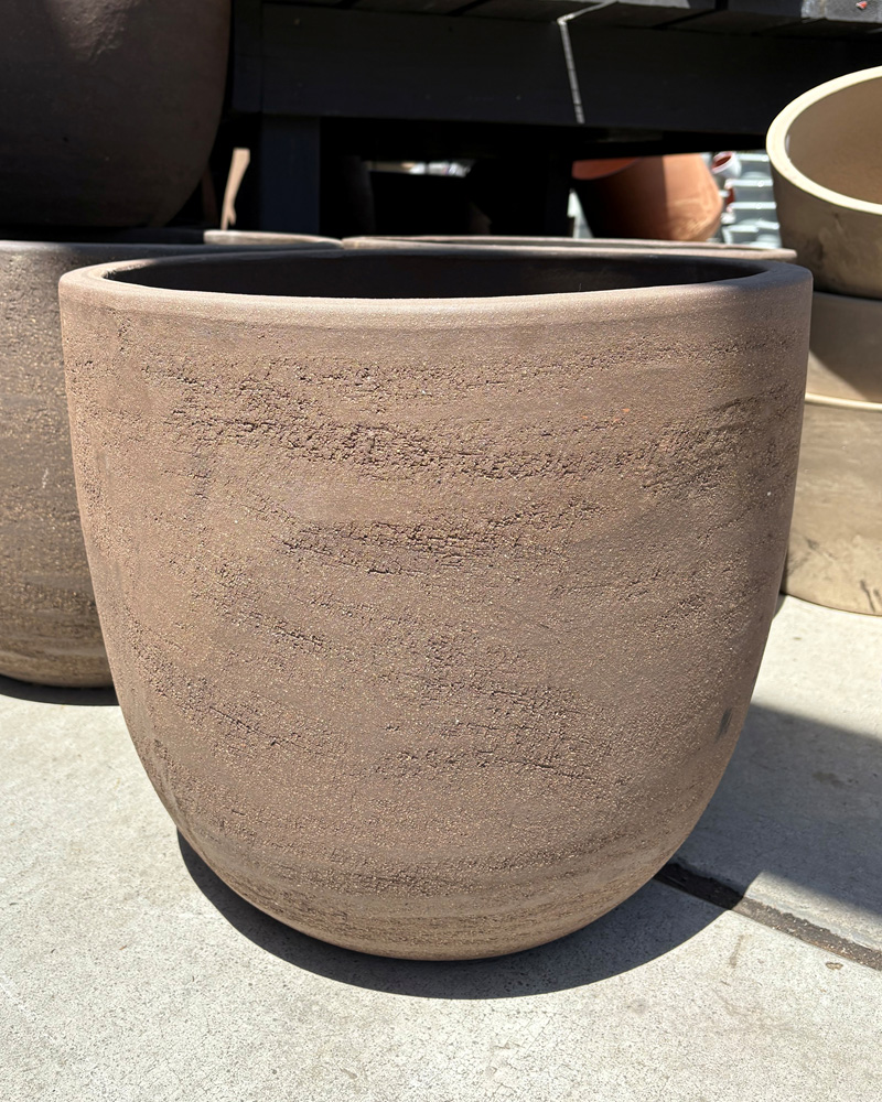 Large Wide Round Pot Dark Clay 19"