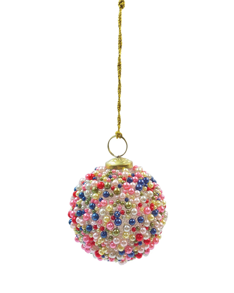 Beaded Glass Ball Ornament 3"