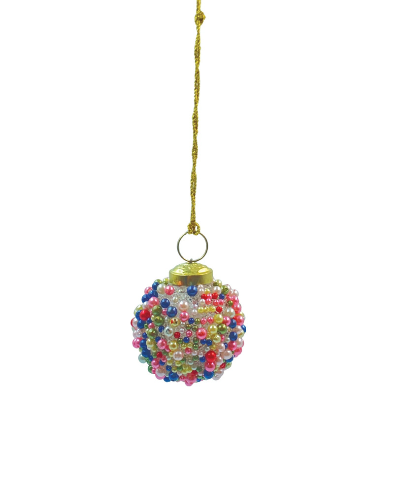 Beaded Glass Ball Ornament 2"