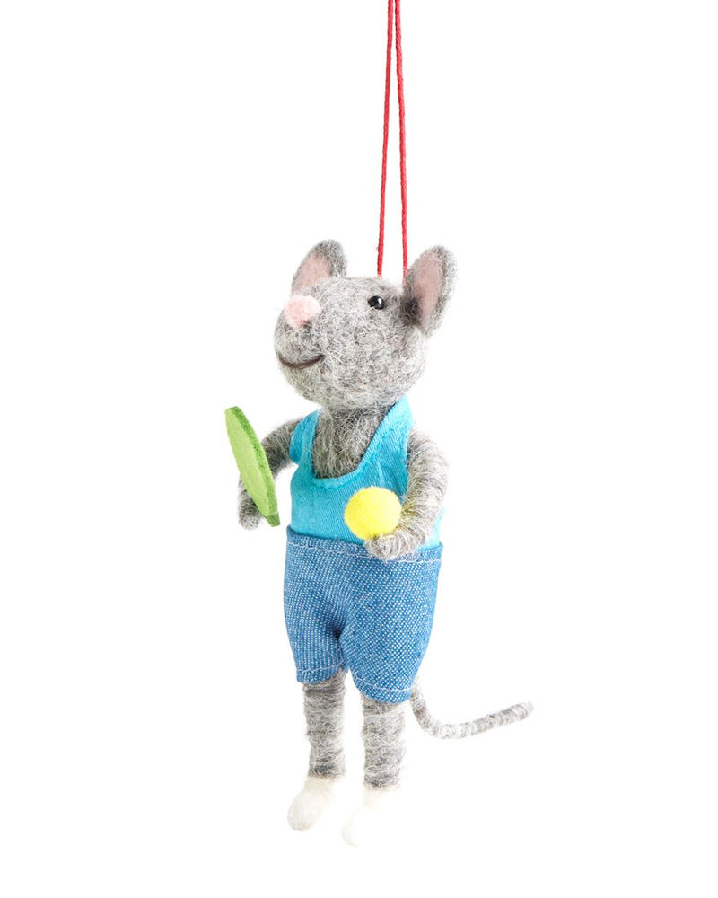 Pickleball Player Mouse Ornament 2"