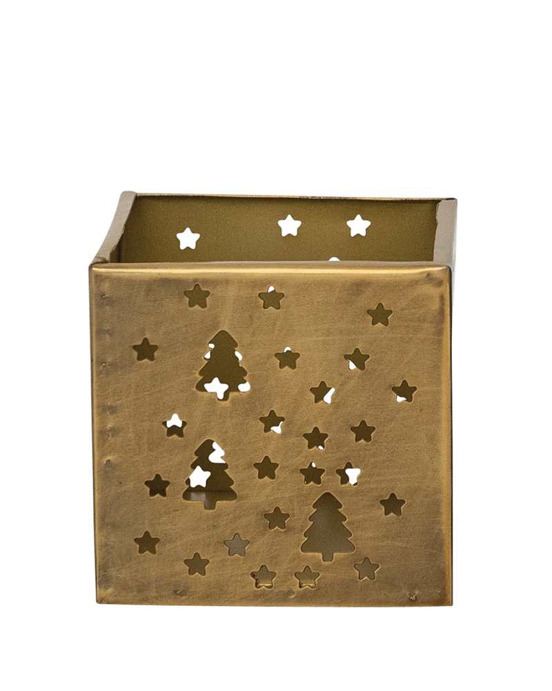 Votive Holder with Trees & Stars 3.25"