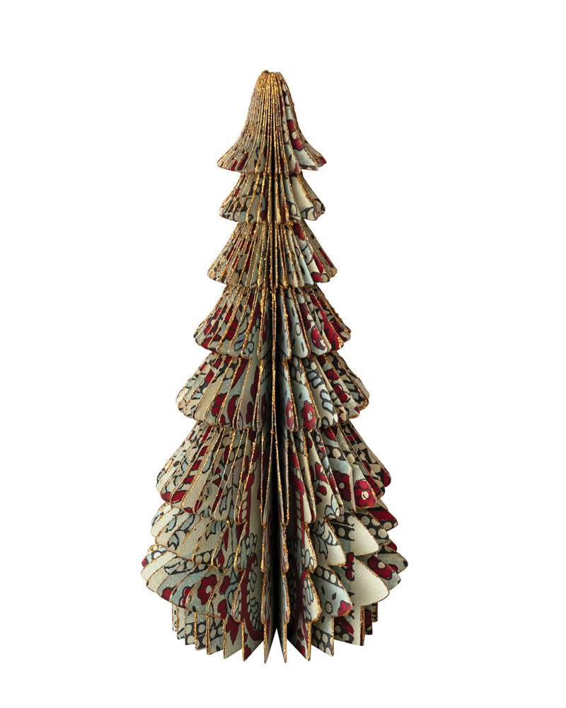 Folding Honeycomb Tree with Vintage Pattern 7"