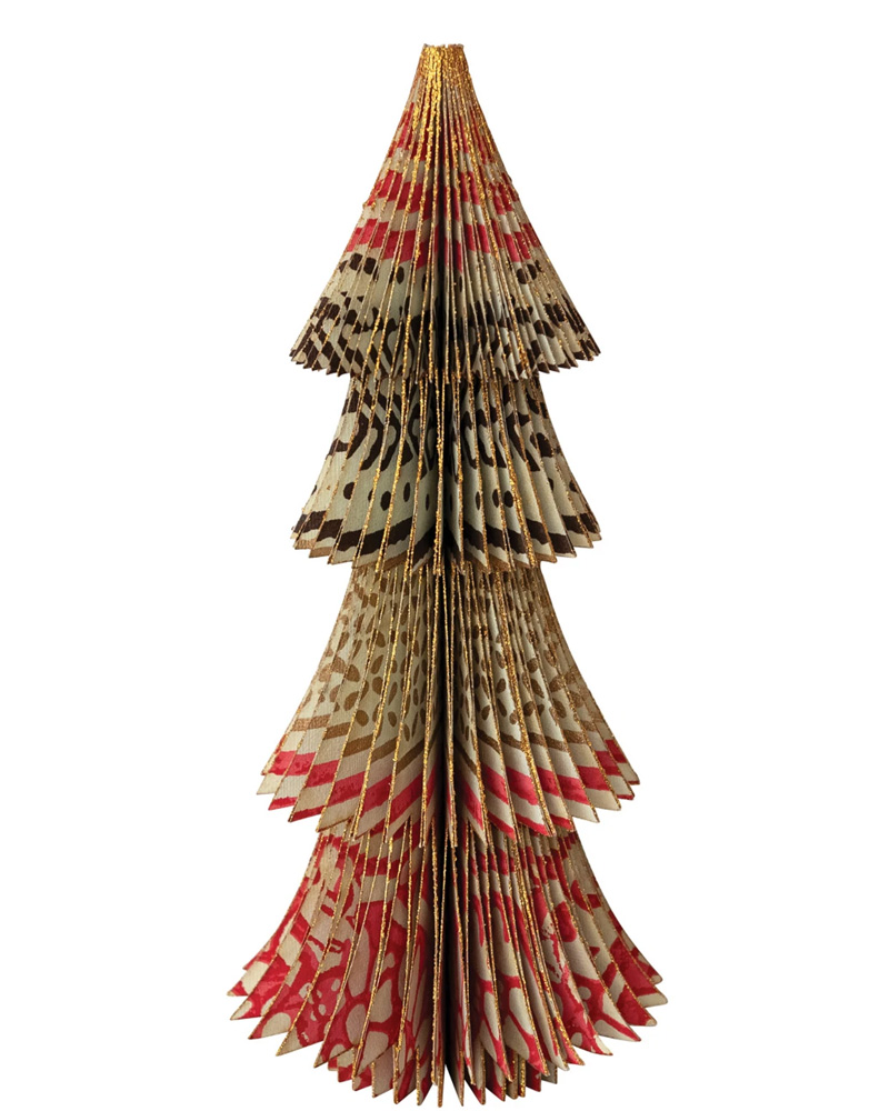Folding Honeycomb Tree with Vintage Pattern 9"