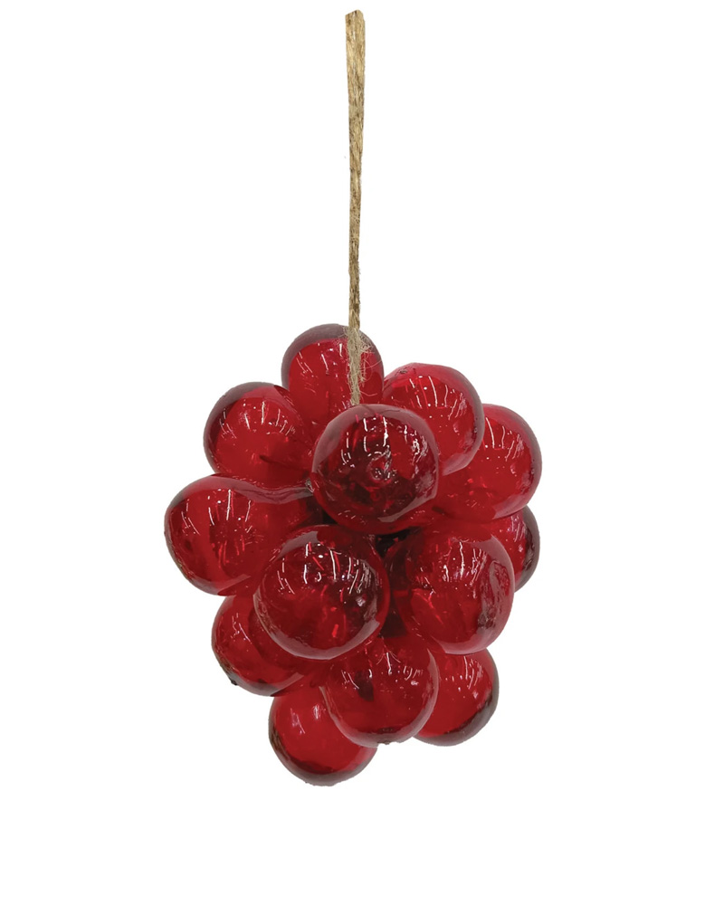 Hand-Blown Glass Red Ball Cluster Ornament 3"