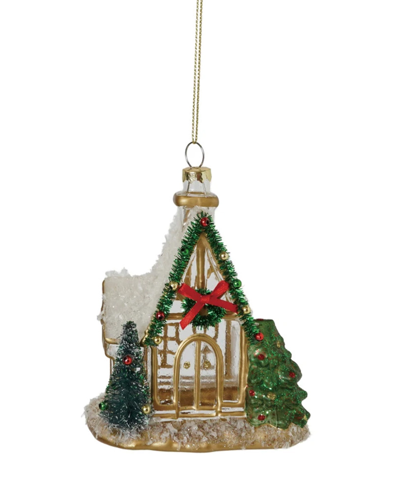 Hand-Painted Glass Chapel Ornament 4.75"