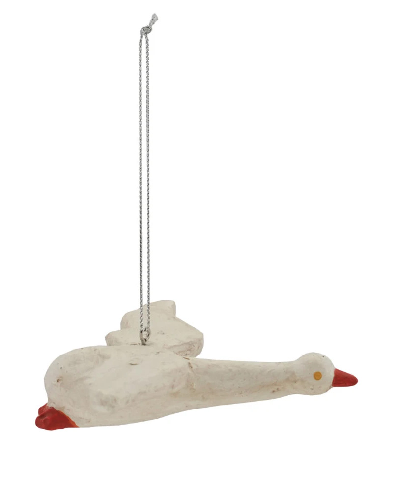 Paper Mache Goose Ornament 4"