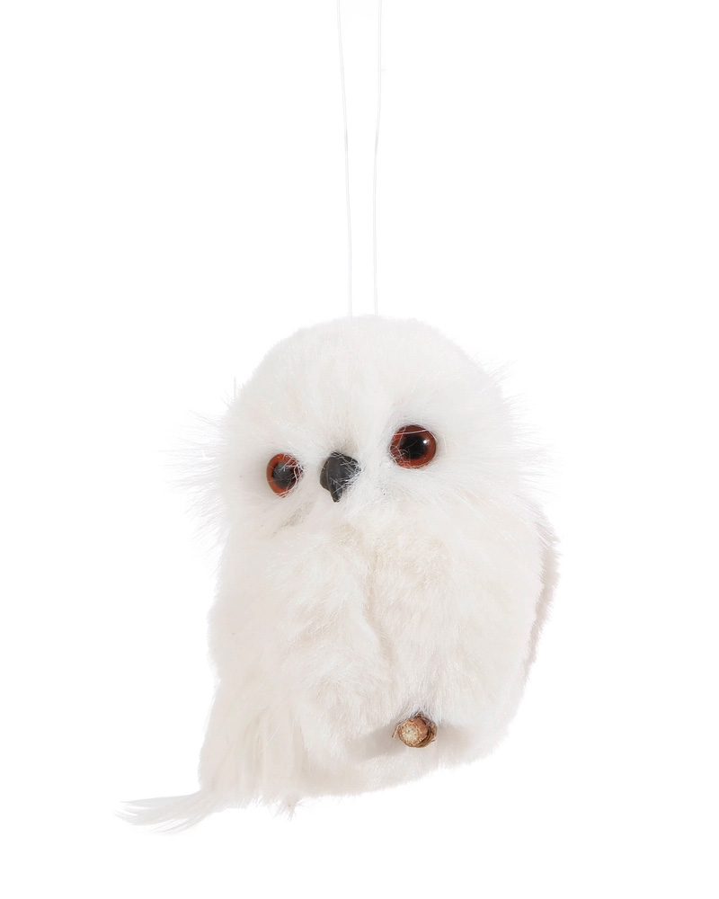 White Owl Ornament 4"
