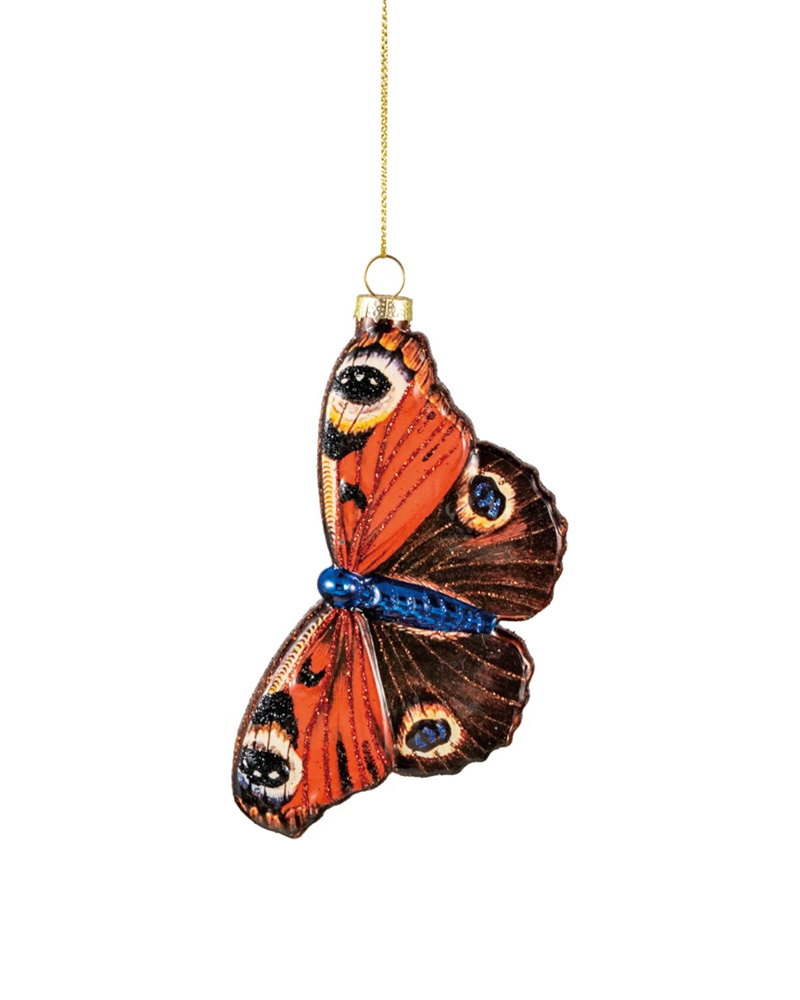 Hand-Painted Mercury Glass Butterfly Ornament 5.25"