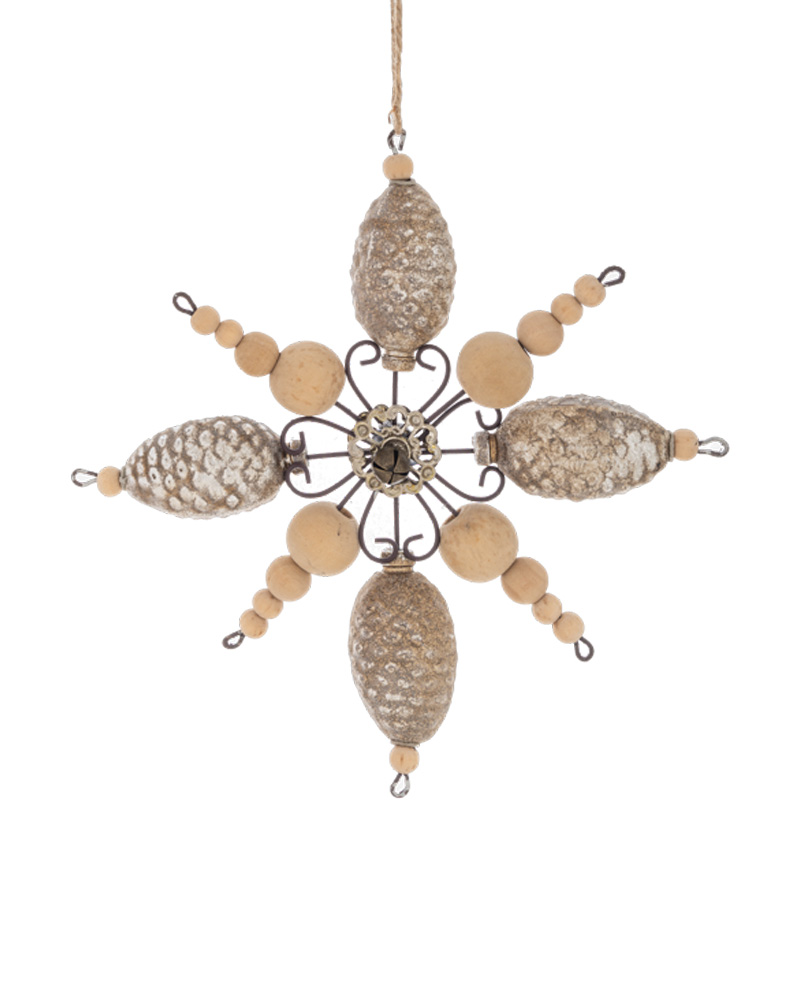 Pinecone Snowflake Ornament 7"